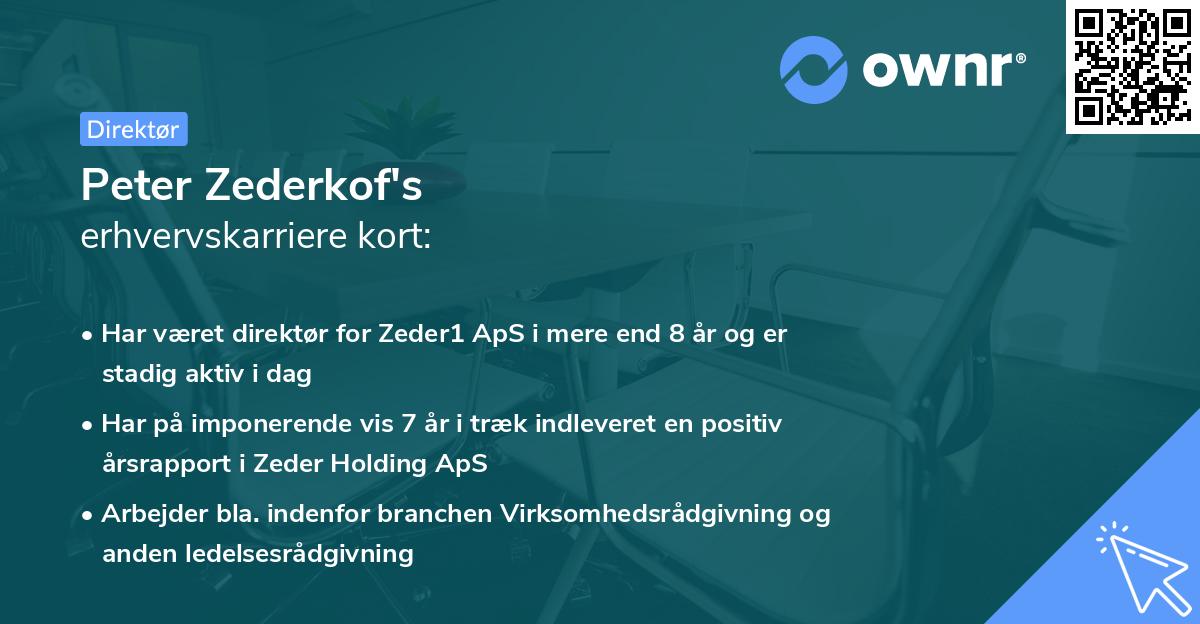 Peter Zederkof's erhvervskarriere kort