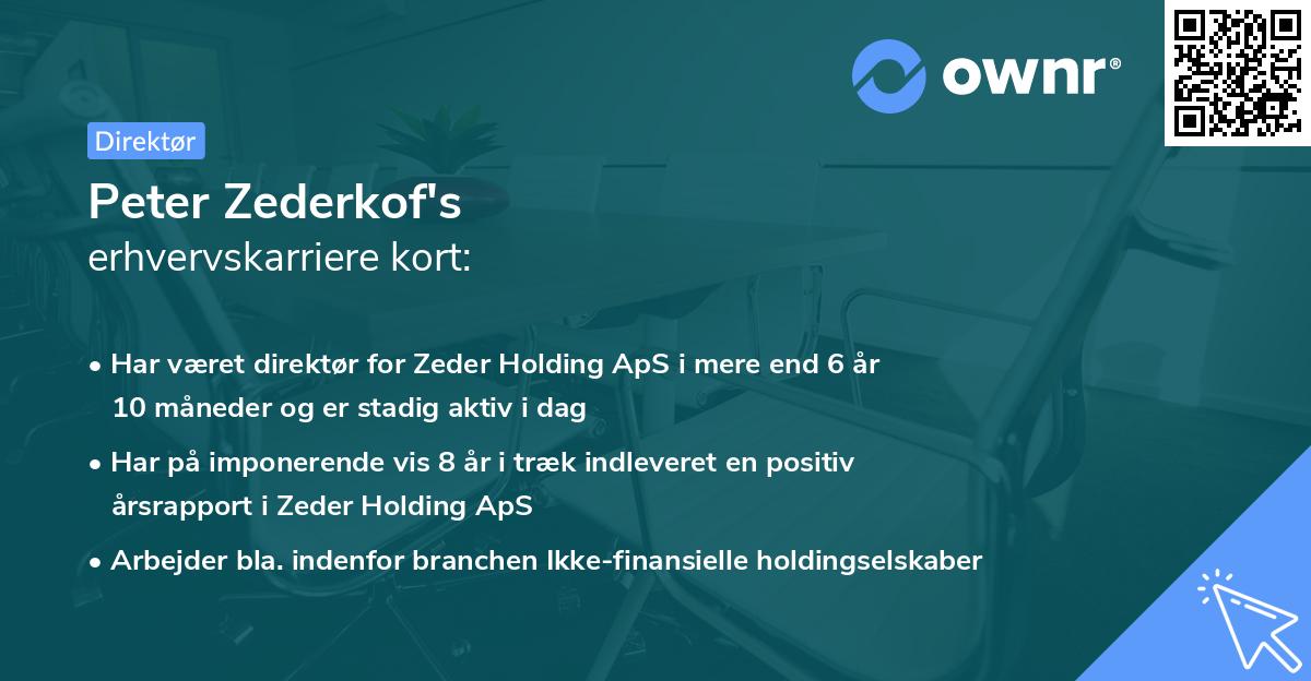 Peter Zederkof's erhvervskarriere kort