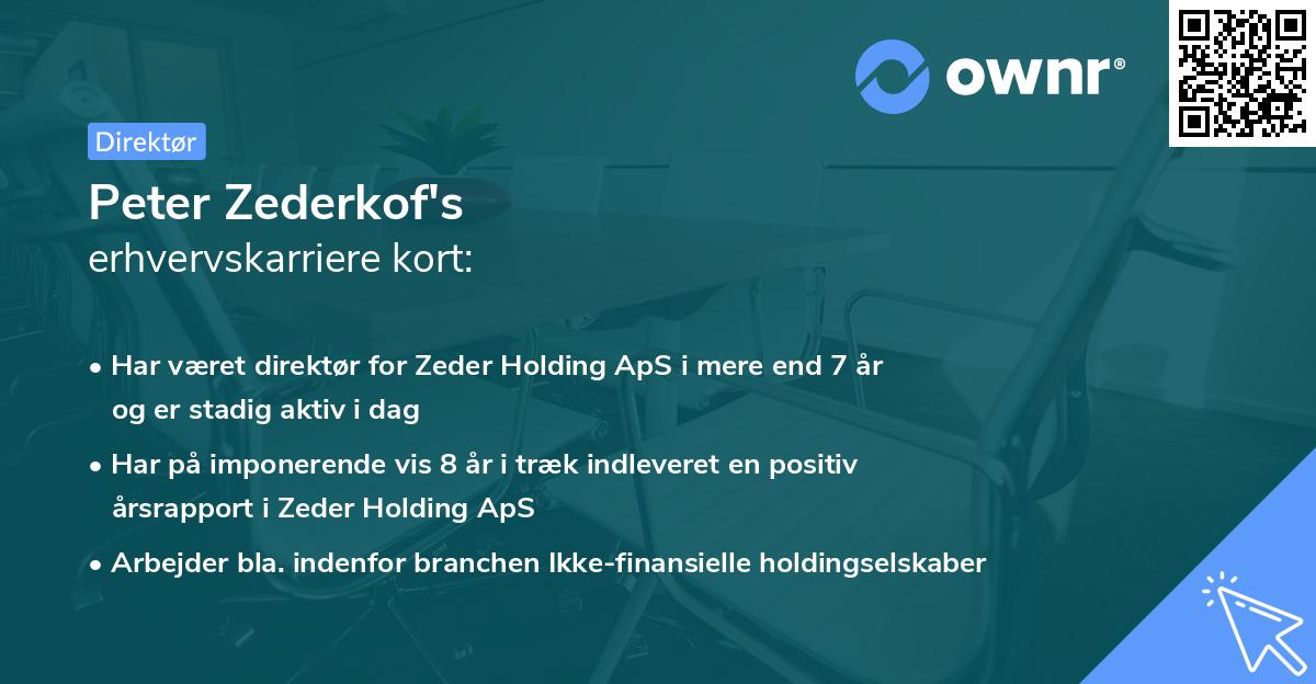 Peter Zederkof's erhvervskarriere kort