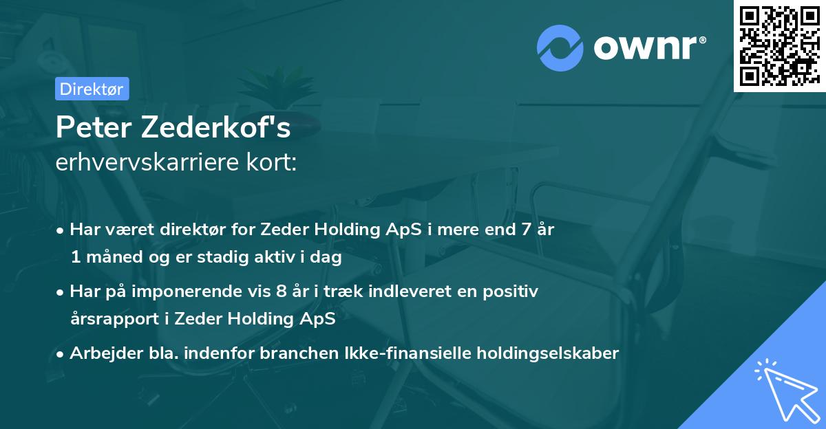 Peter Zederkof's erhvervskarriere kort