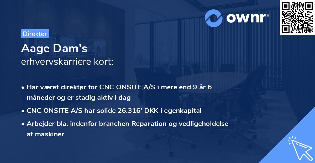 Aage Dam's erhvervskarriere kort