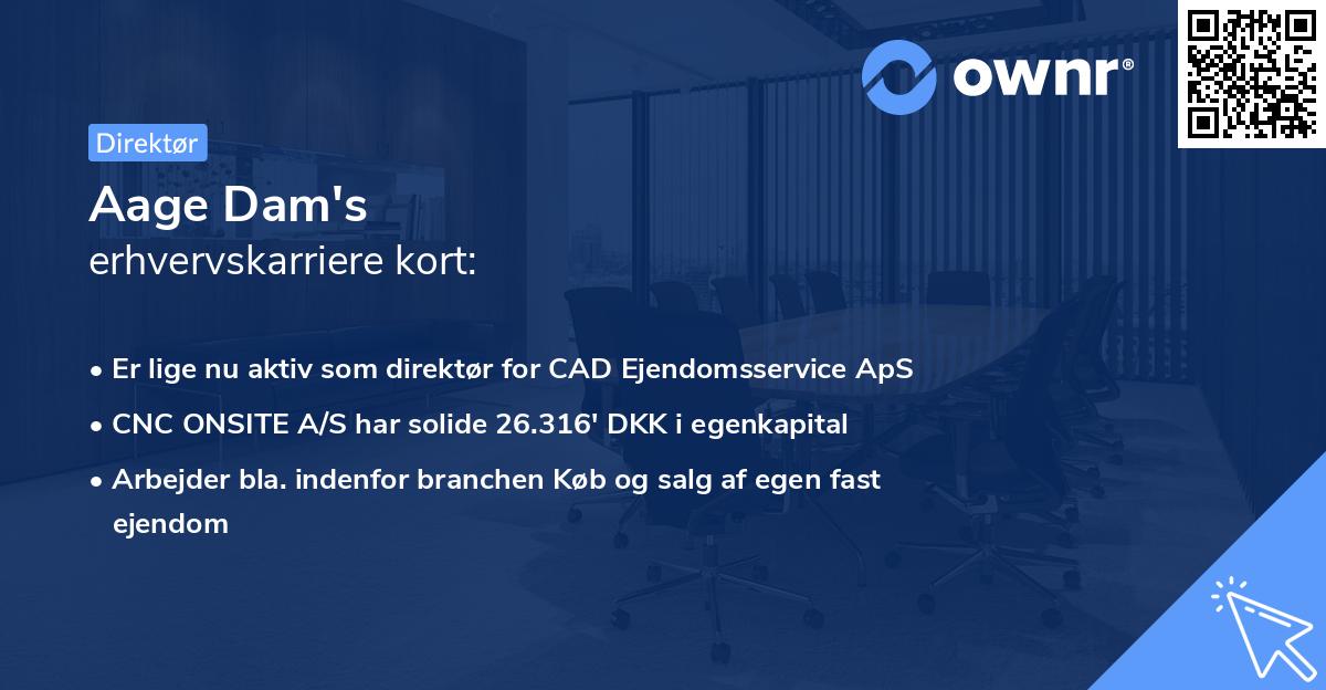 Aage Dam's erhvervskarriere kort