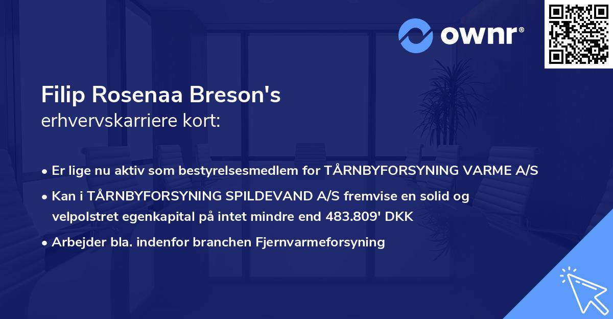 Filip Rosenaa Breson's erhvervskarriere kort