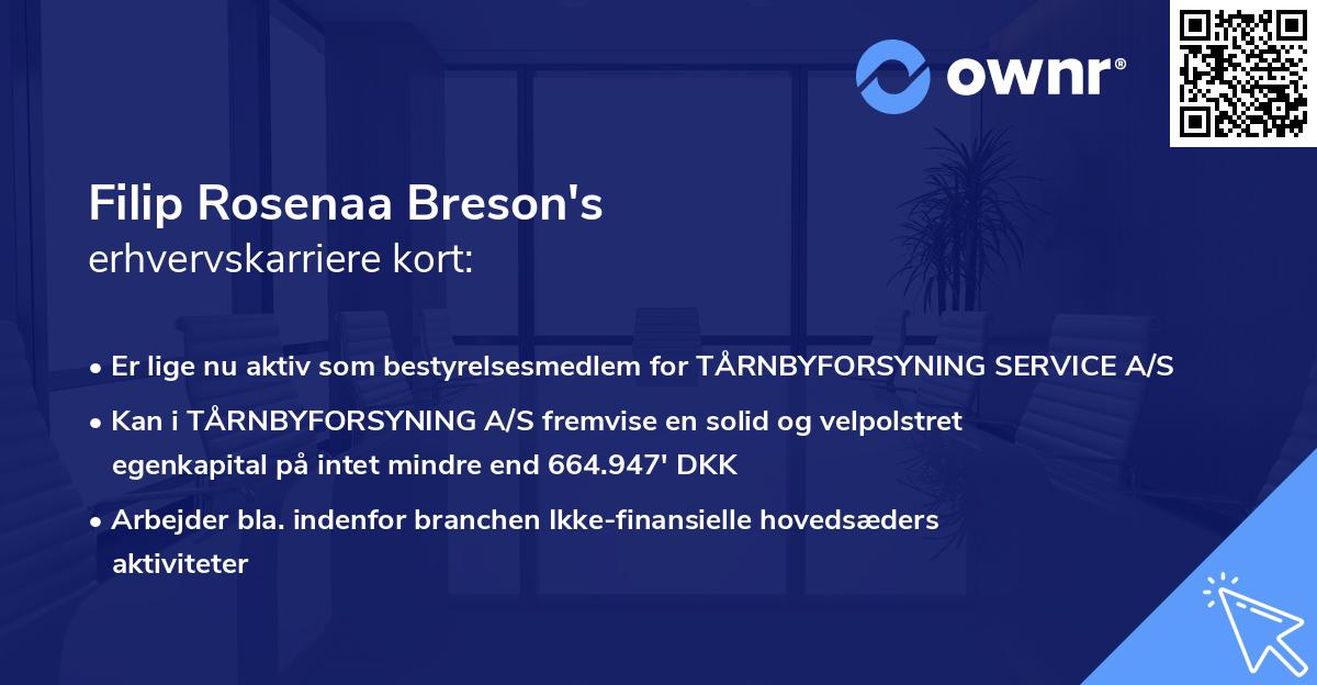 Filip Rosenaa Breson's erhvervskarriere kort