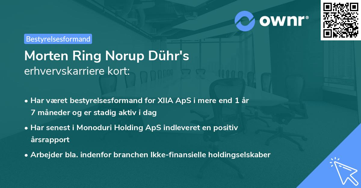 Morten Ring Norup Dühr's erhvervskarriere kort