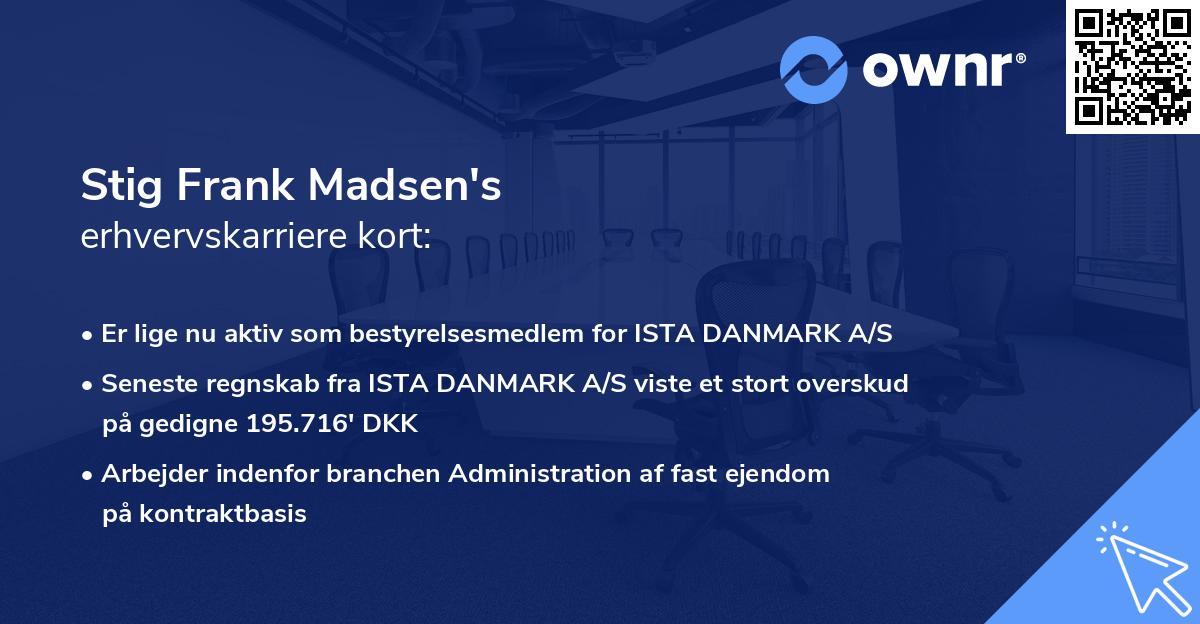 Stig Frank Madsen's erhvervskarriere kort