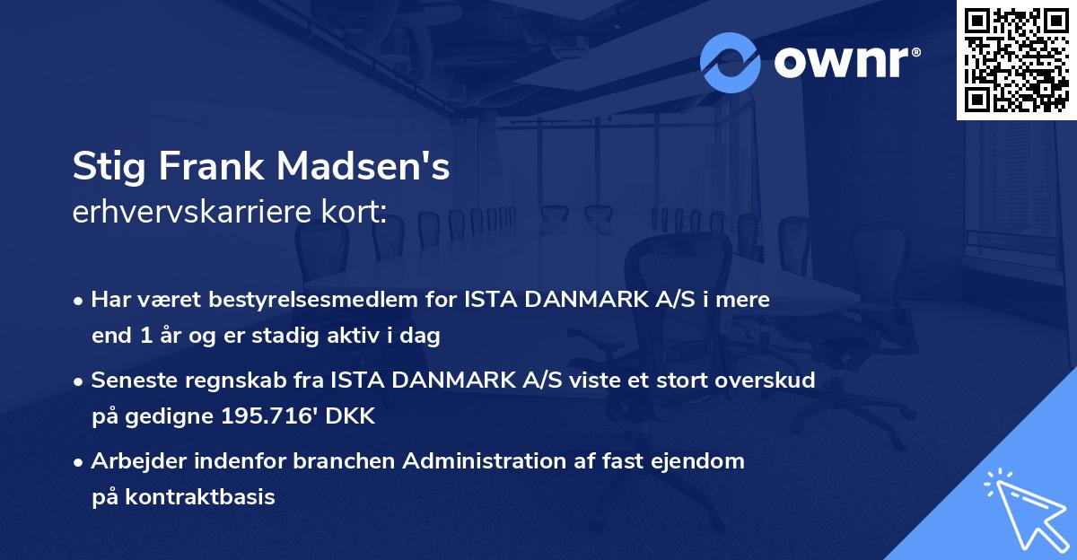 Stig Frank Madsen's erhvervskarriere kort
