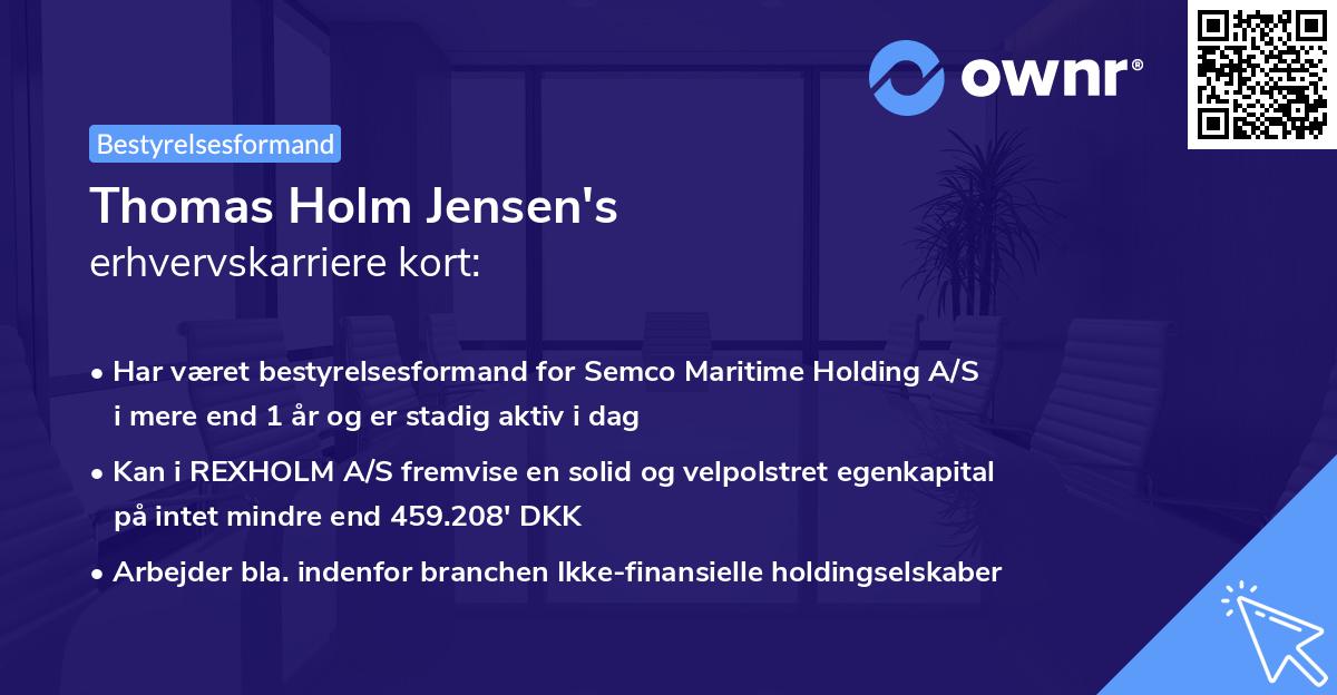 Thomas Holm Jensen's erhvervskarriere kort