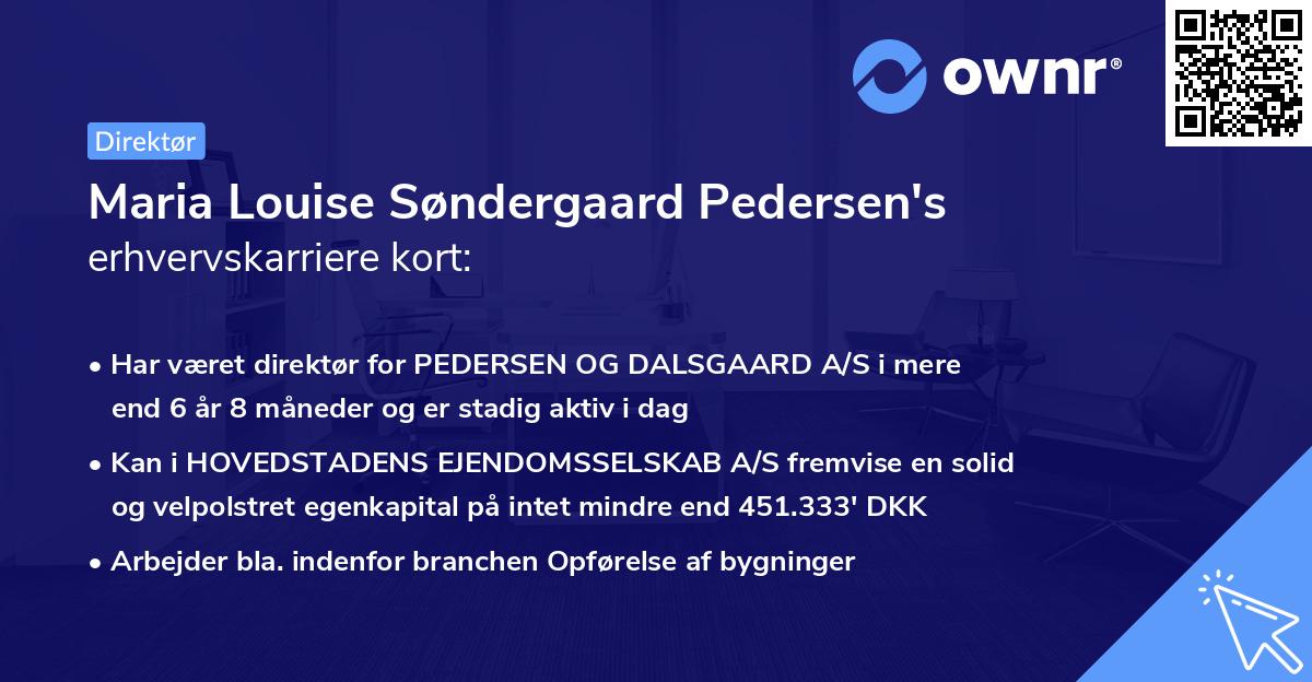 Maria Louise Søndergaard Pedersen's erhvervskarriere kort