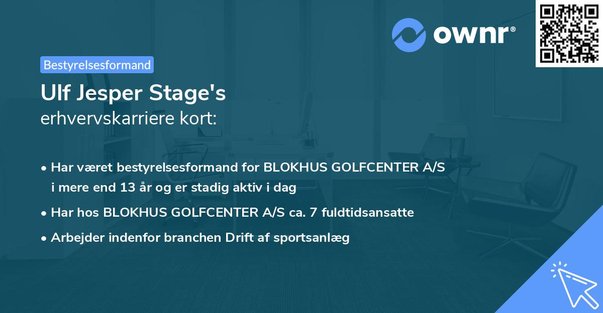 Ulf Jesper Stage's erhvervskarriere kort
