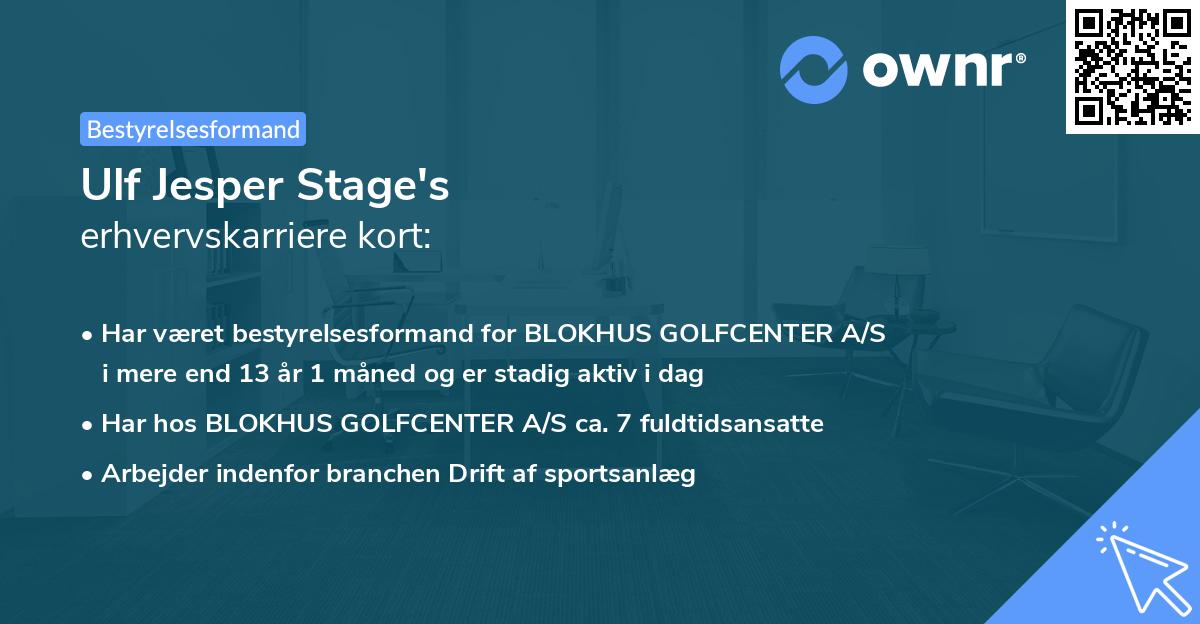 Ulf Jesper Stage's erhvervskarriere kort