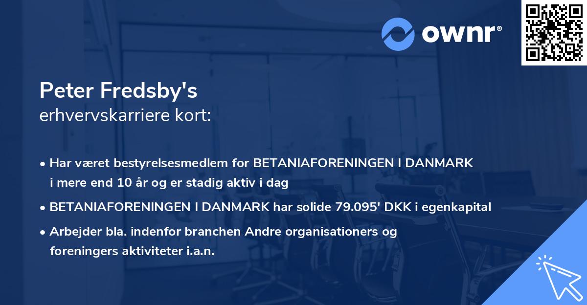 Peter Fredsby's erhvervskarriere kort