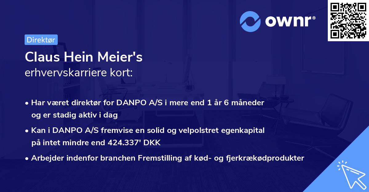 Claus Hein Meier's erhvervskarriere kort