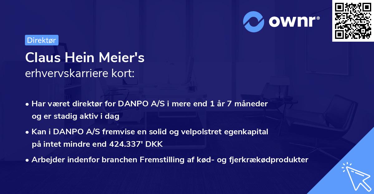 Claus Hein Meier's erhvervskarriere kort