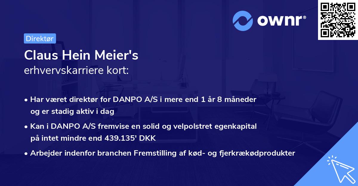 Claus Hein Meier's erhvervskarriere kort