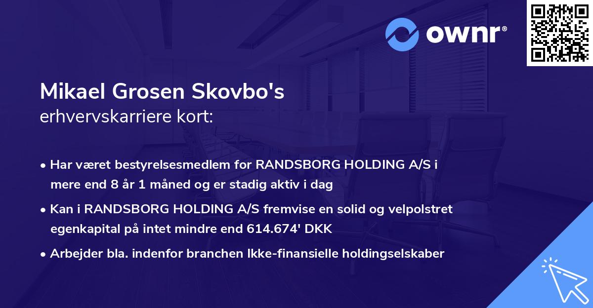 Mikael Grosen Skovbo's erhvervskarriere kort