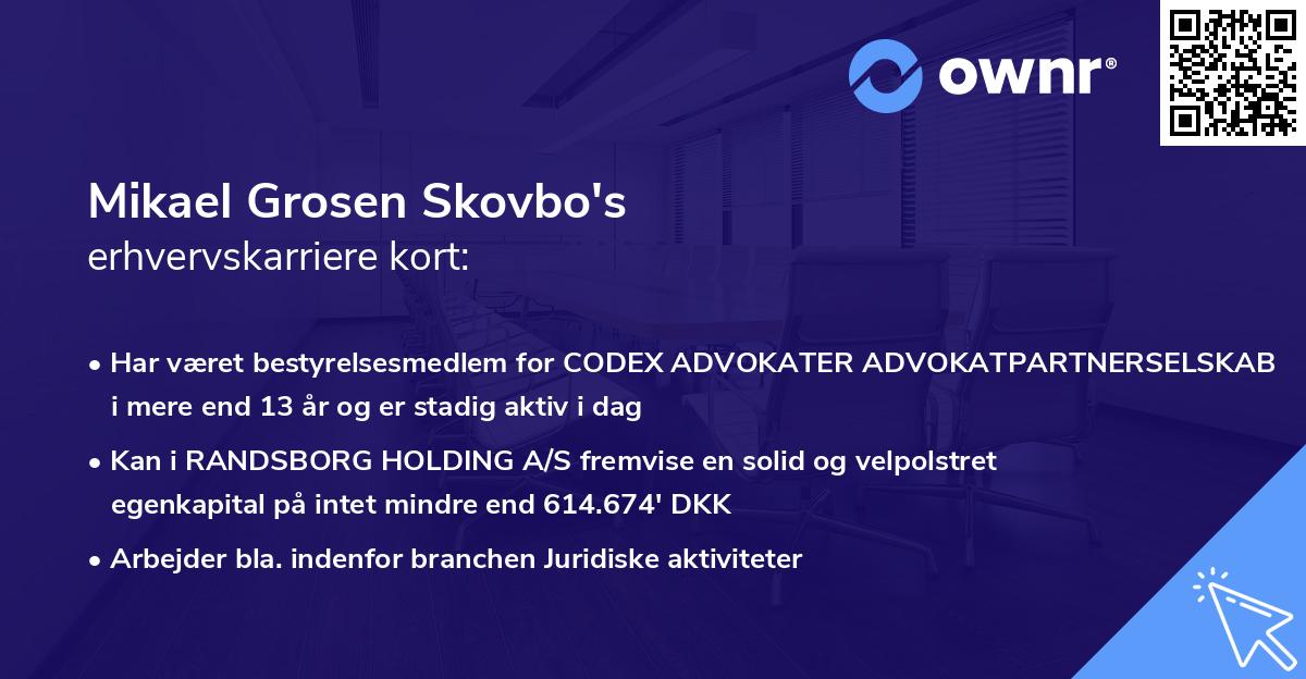 Mikael Grosen Skovbo's erhvervskarriere kort