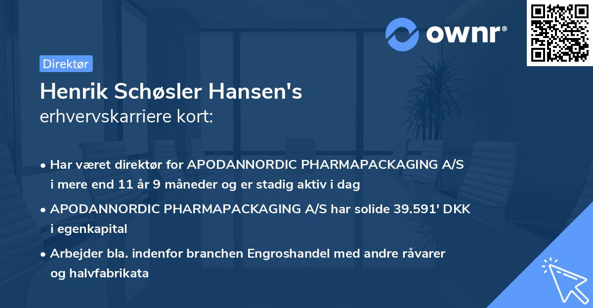 Henrik Schøsler Hansen's erhvervskarriere kort