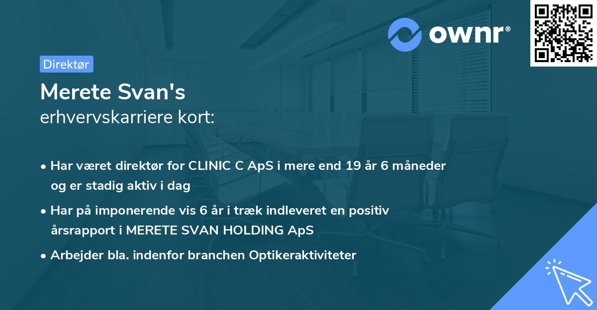 Merete Svan's erhvervskarriere kort
