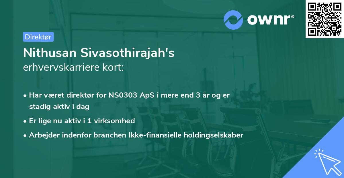 Nithusan Sivasothirajah's erhvervskarriere kort