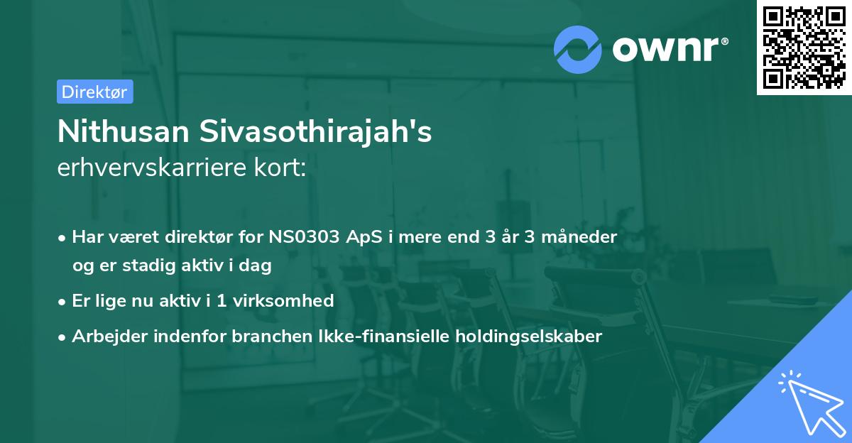Nithusan Sivasothirajah's erhvervskarriere kort