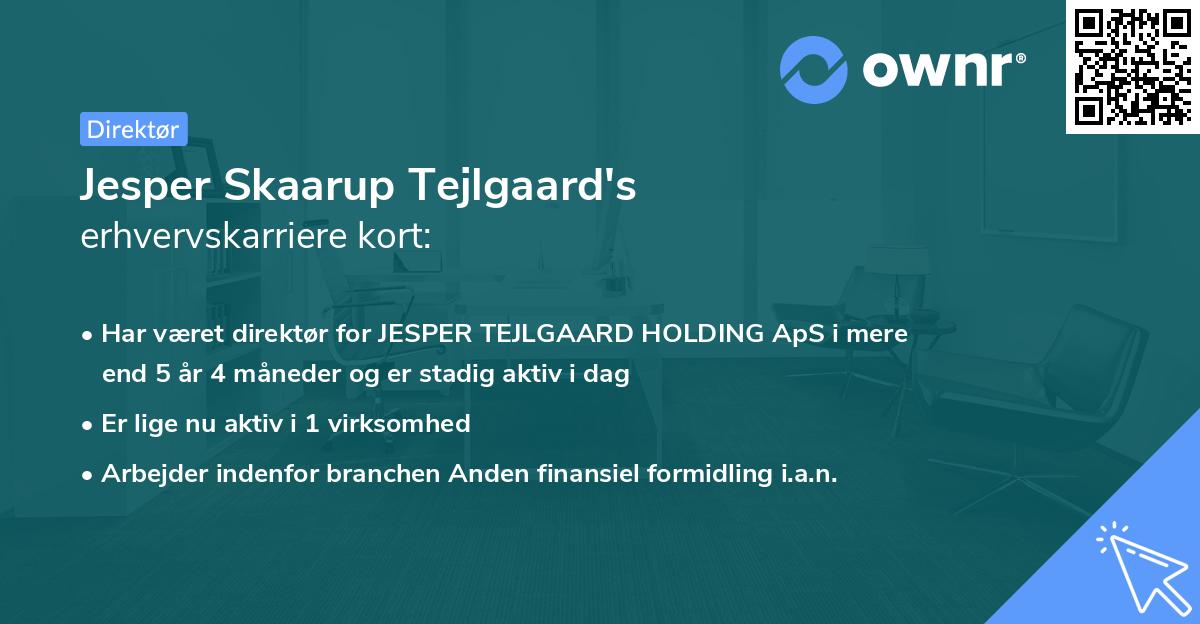 Jesper Skaarup Tejlgaard's erhvervskarriere kort