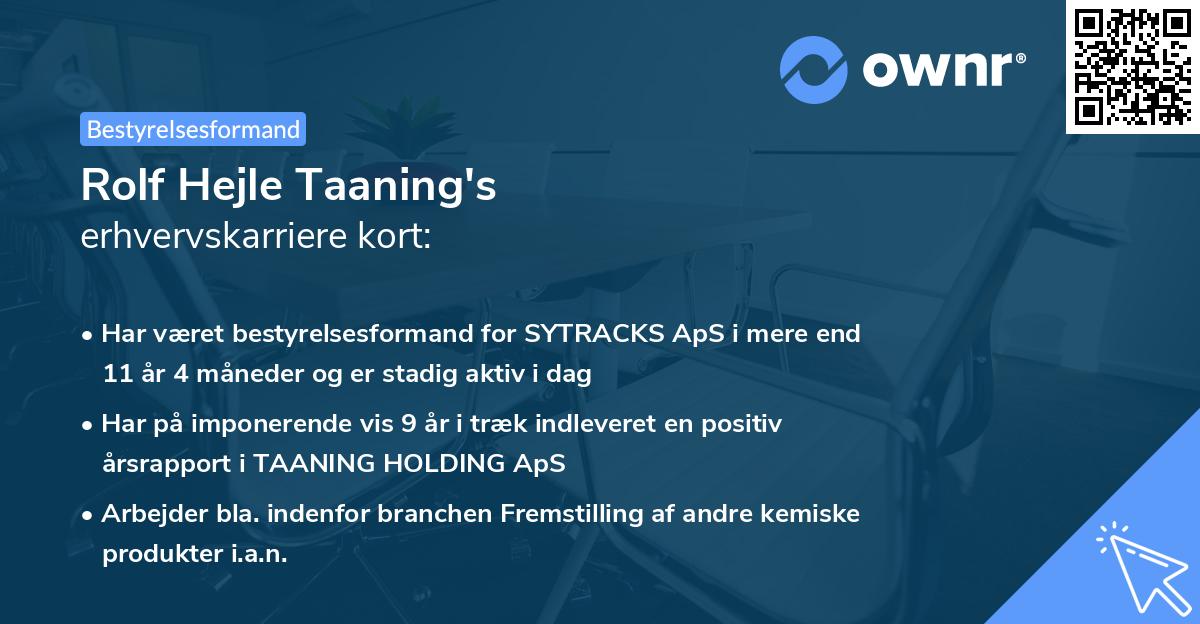 Rolf Hejle Taaning's erhvervskarriere kort