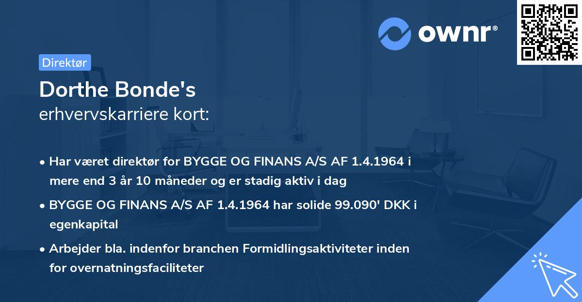 Dorthe Bonde's erhvervskarriere kort