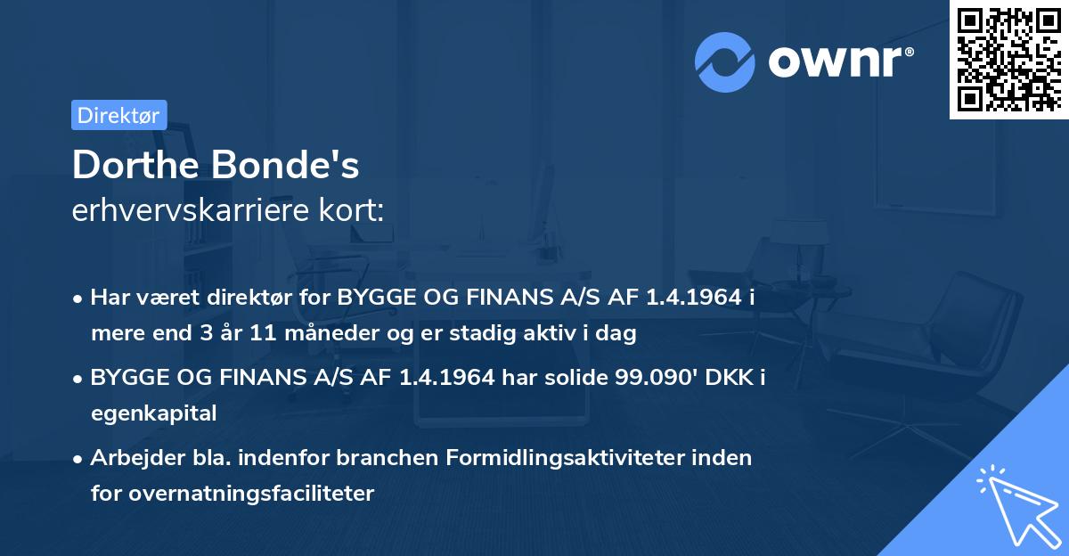 Dorthe Bonde's erhvervskarriere kort