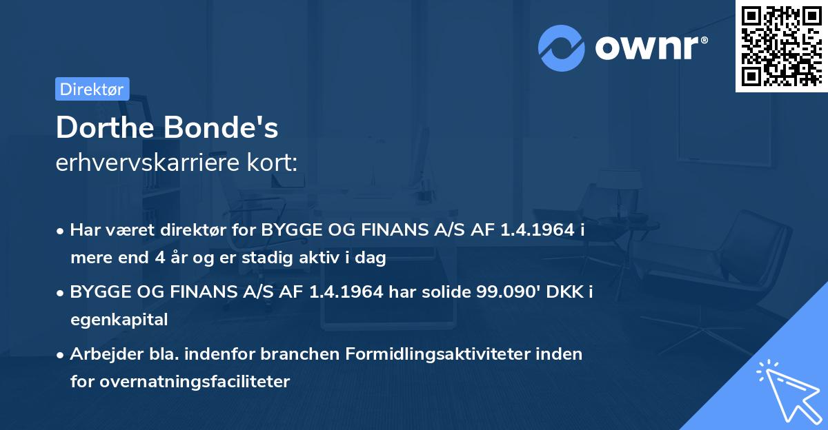 Dorthe Bonde's erhvervskarriere kort