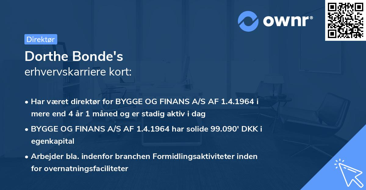 Dorthe Bonde's erhvervskarriere kort