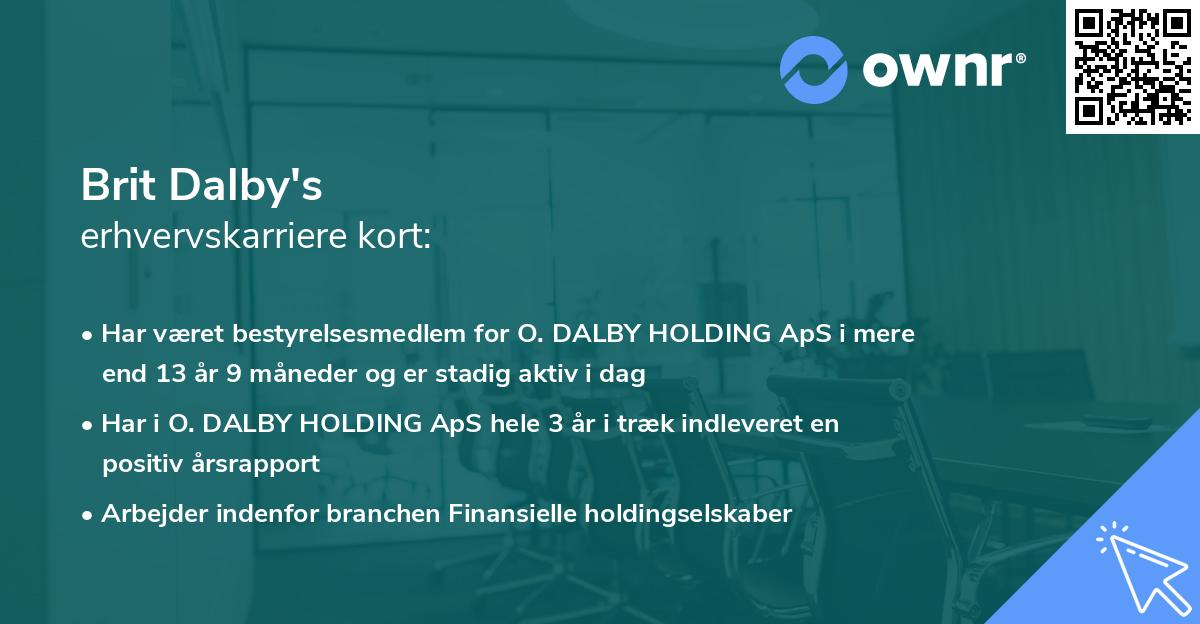 Brit Dalby's erhvervskarriere kort