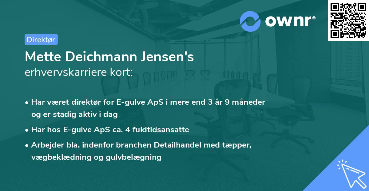 Mette Deichmann Jensen's erhvervskarriere kort