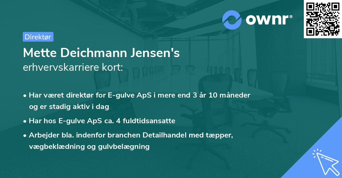 Mette Deichmann Jensen's erhvervskarriere kort