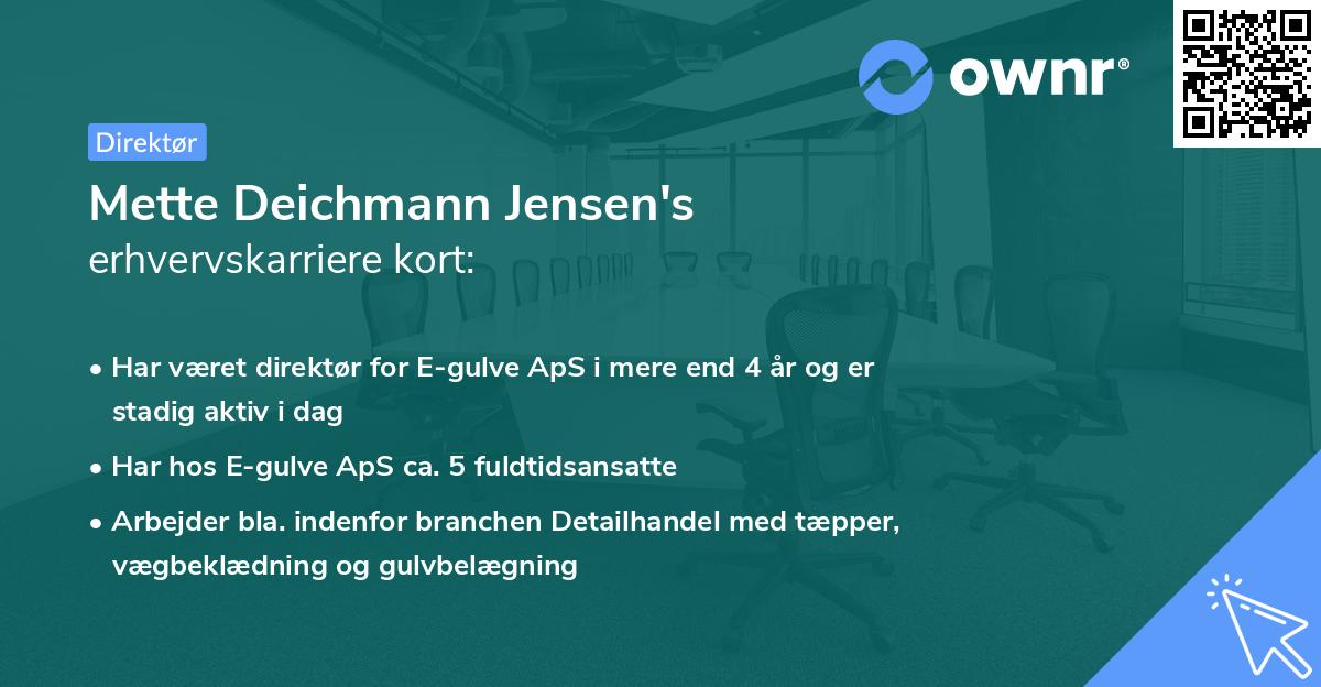 Mette Deichmann Jensen's erhvervskarriere kort