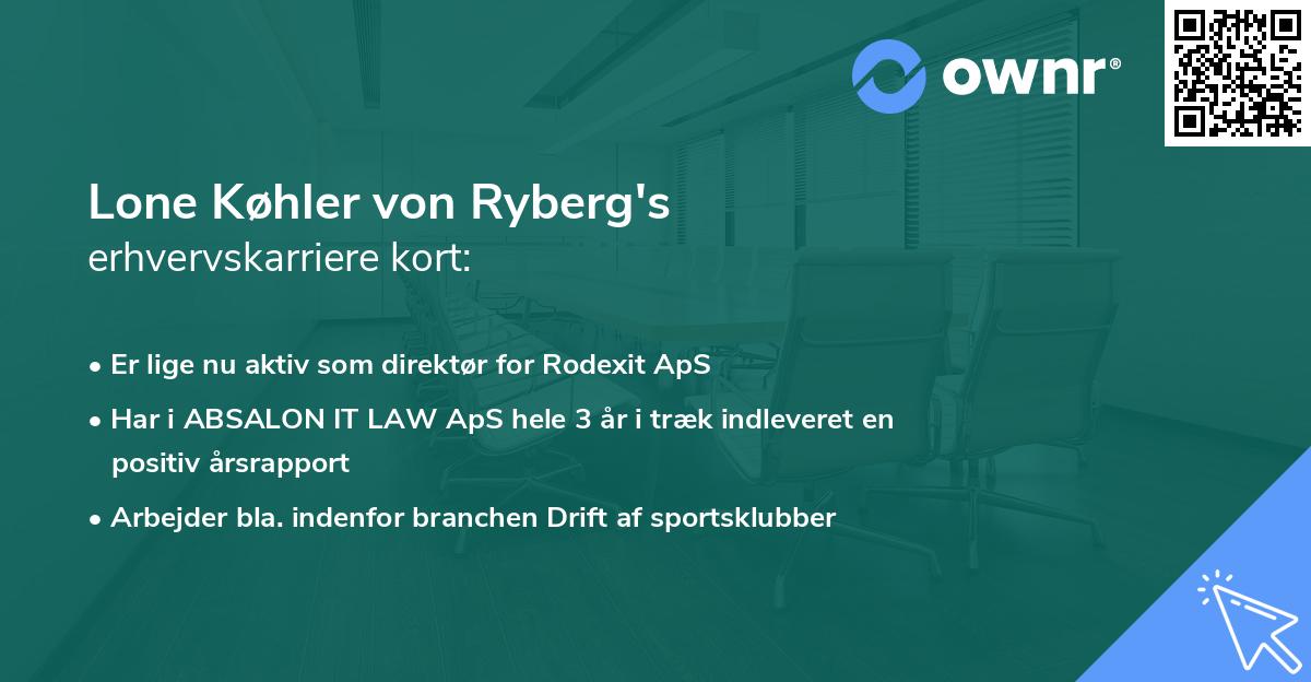 Lone Køhler von Ryberg's erhvervskarriere kort