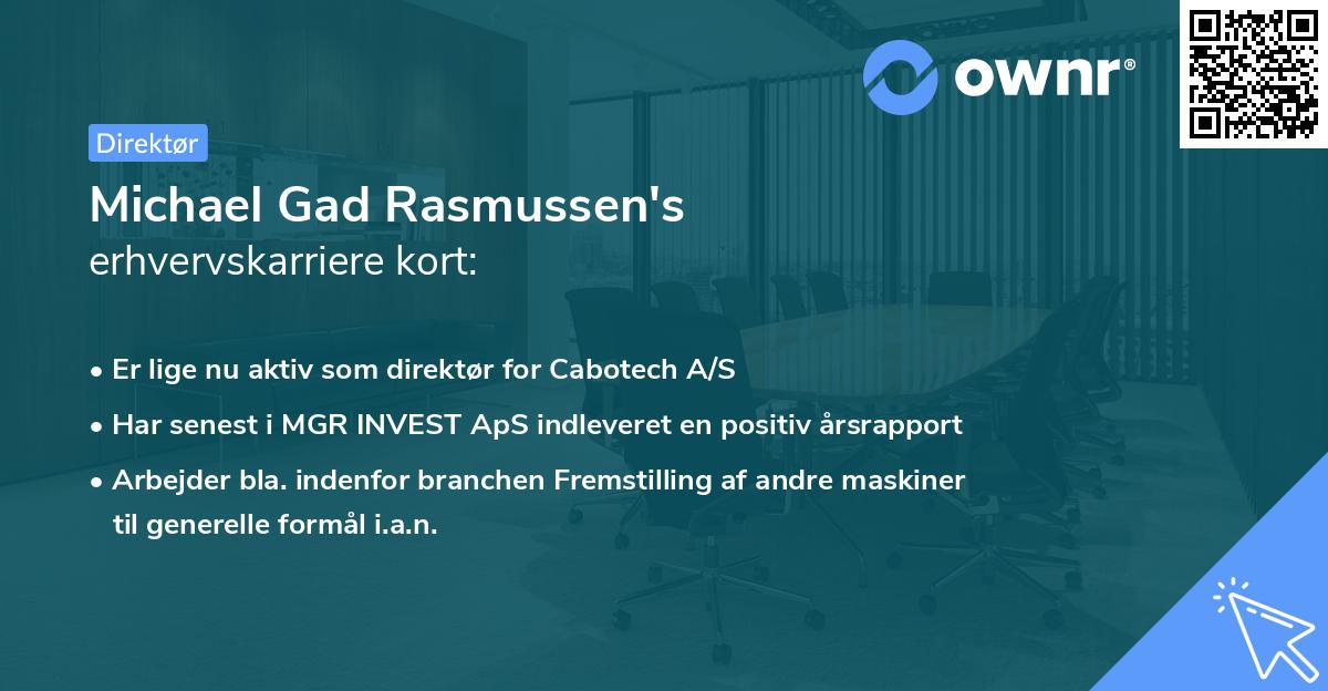 Michael Gad Rasmussen's erhvervskarriere kort