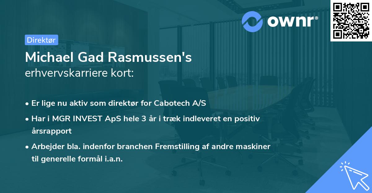 Michael Gad Rasmussen's erhvervskarriere kort