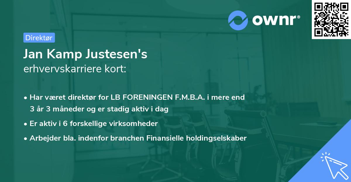 Jan Kamp Justesen's erhvervskarriere kort