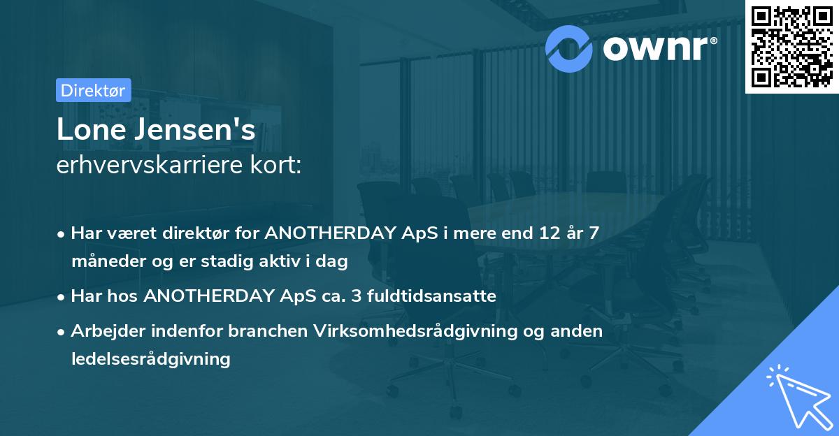 Lone Jensen's erhvervskarriere kort