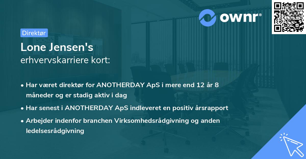 Lone Jensen's erhvervskarriere kort