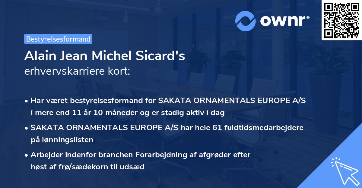Alain Jean Michel Sicard's erhvervskarriere kort