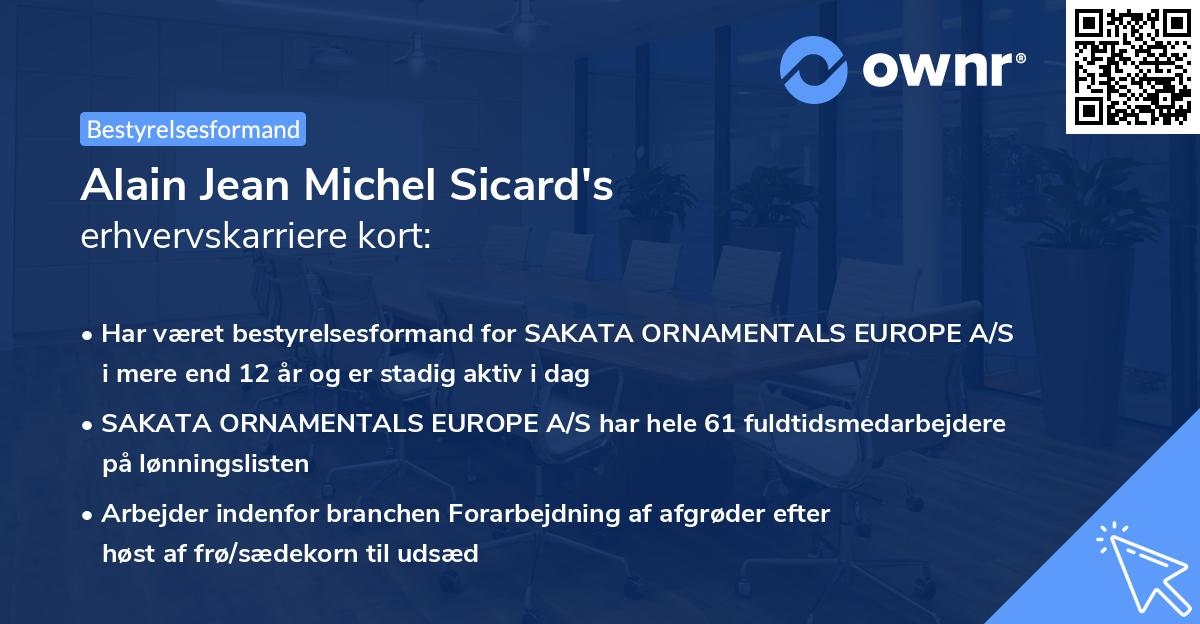 Alain Jean Michel Sicard's erhvervskarriere kort