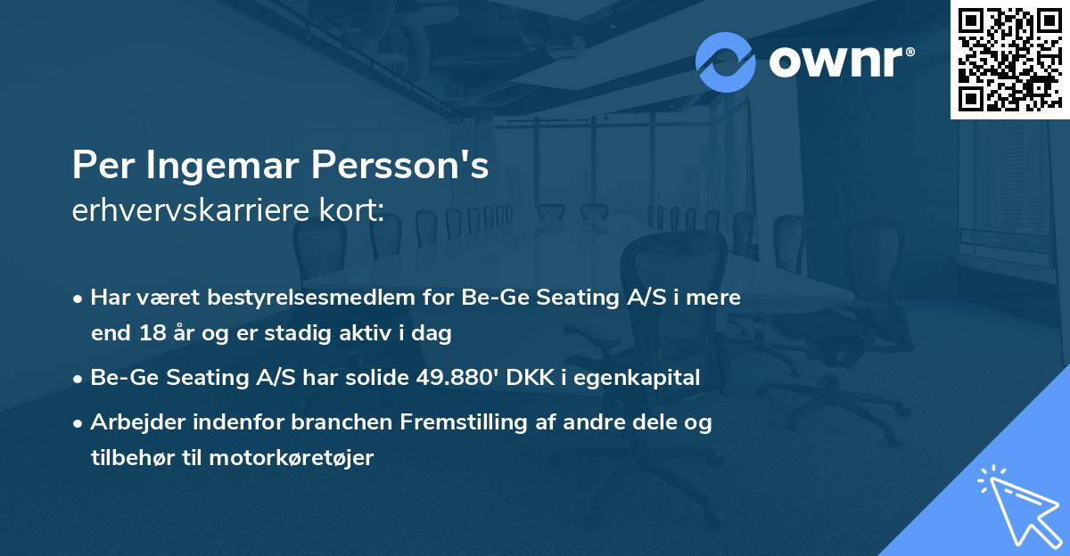 Per Ingemar Persson's erhvervskarriere kort