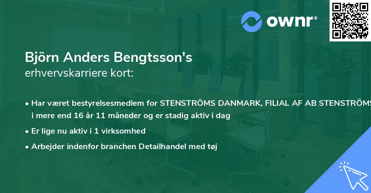 Björn Anders Bengtsson's erhvervskarriere kort
