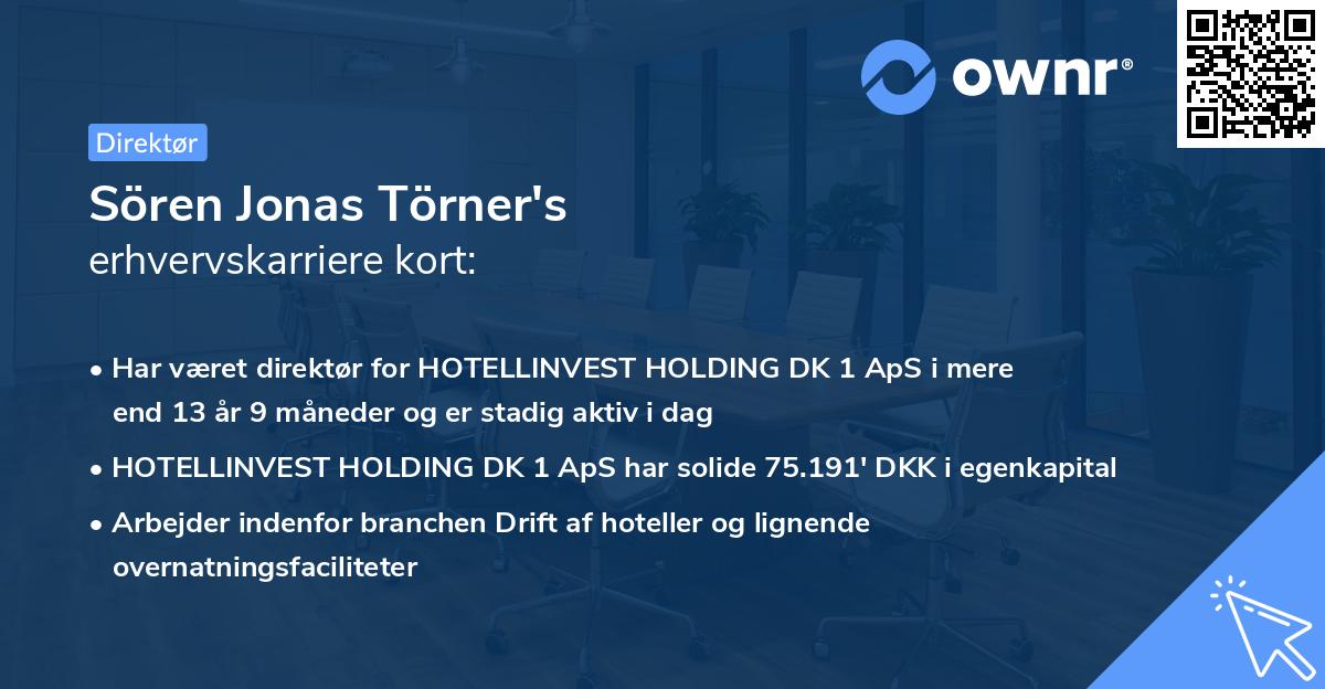 Sören Jonas Törner's erhvervskarriere kort