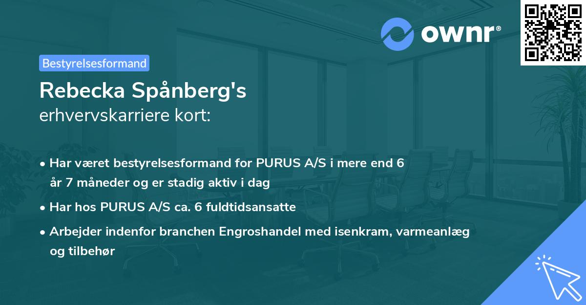 Rebecka Spånberg's erhvervskarriere kort
