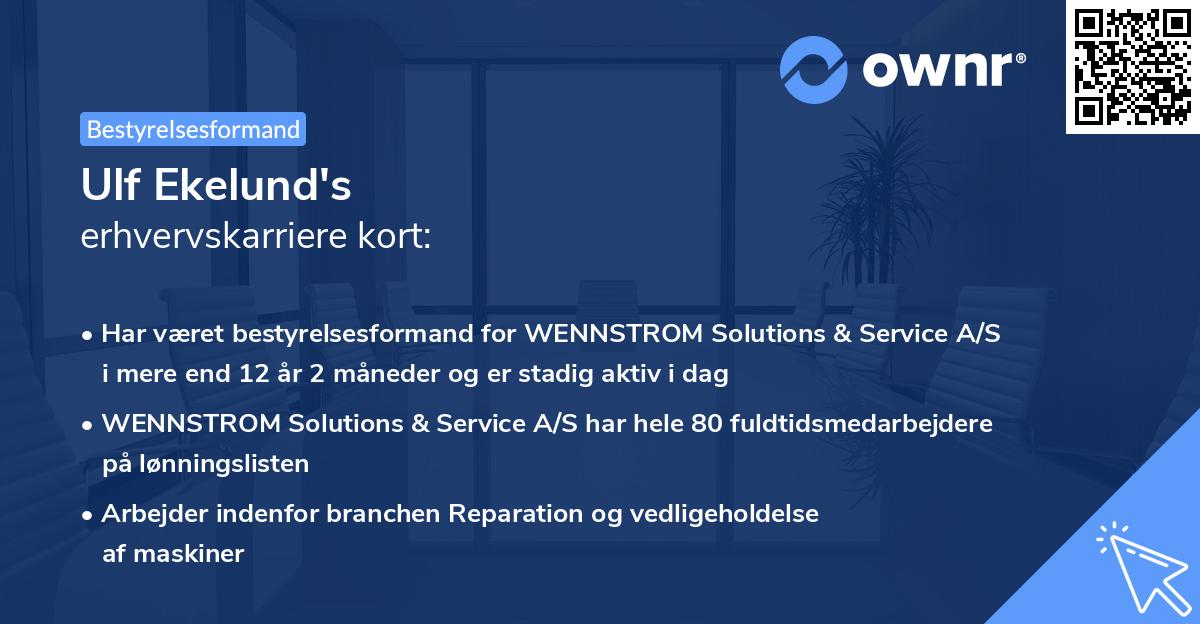 Ulf Ekelund's erhvervskarriere kort