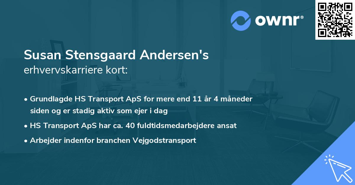 Susan Stensgaard Andersen's erhvervskarriere kort