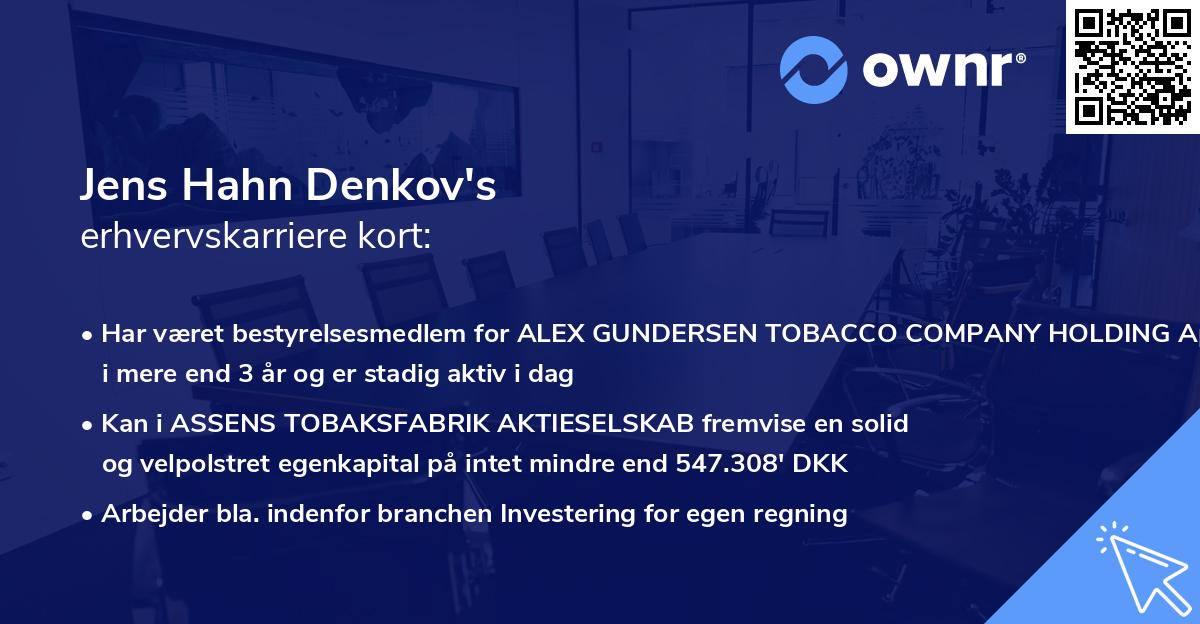 Jens Hahn Denkov's erhvervskarriere kort